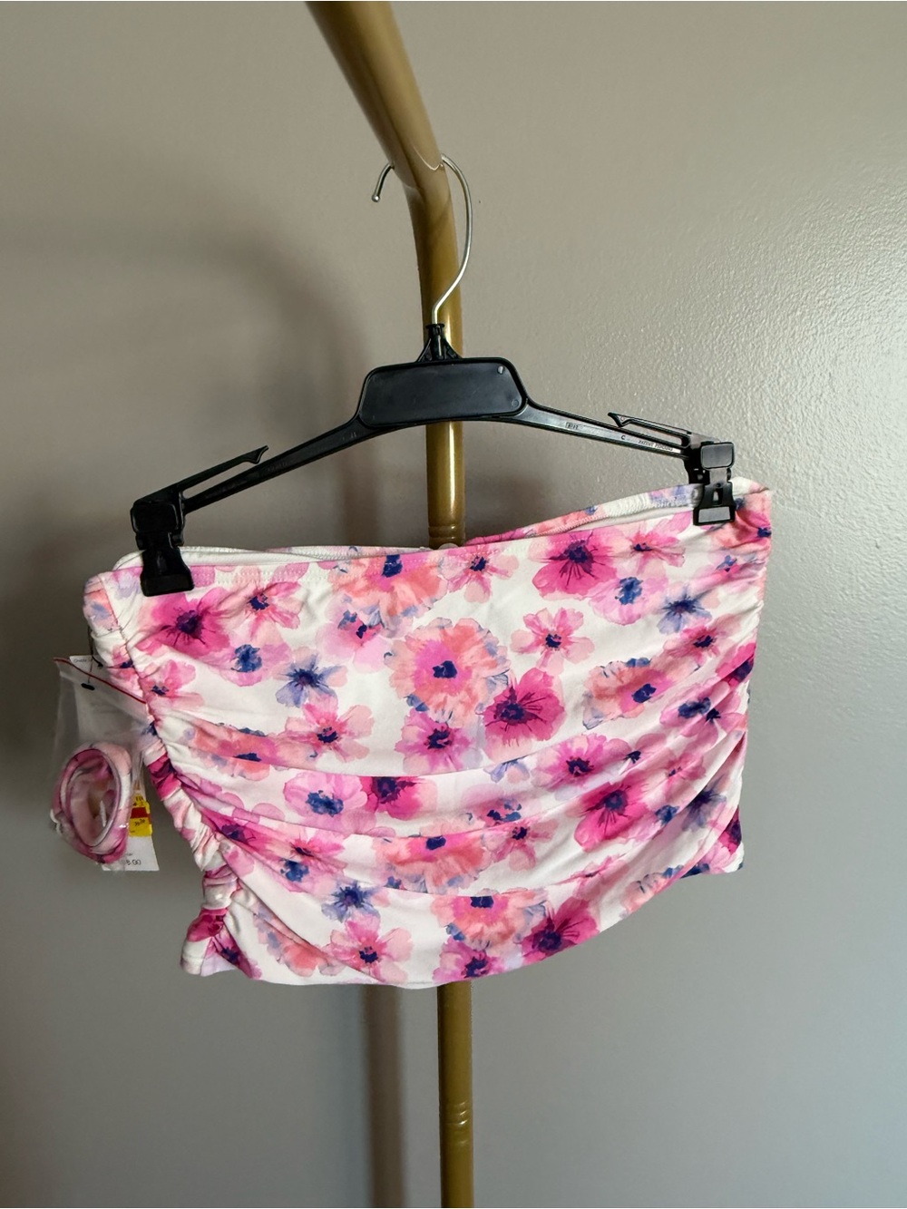 NWT Carmen Marc Valvo Floral Bandeau Bikini Top – Pink Watercolor Floral-Size S